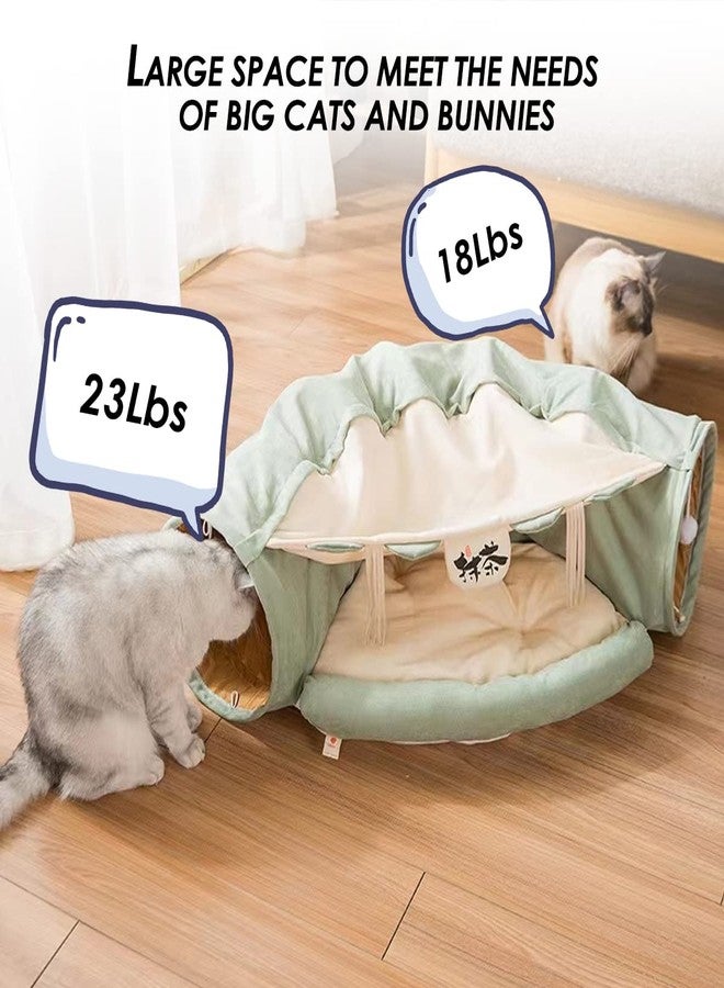 EAEDMY Cat Rabbit Tunnel Bed Nest for Cats Indoor, with Collapsible Washable Soft Cushion, Plush Ball and Exercise Wheel Tube, Fit for Puppy Bunny Kitty Kitten Ferret - Image 2